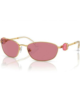 yz XtXL[ fB[X TOXEACEFA ANZT[ Women's SK7010 59mm Oval Sunglasses Gold/Pink