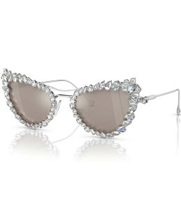 XtXL[ fB[X ANZT[ TOXEACEFA Swarovski Women's SK7011 56mm Mirrored Rhinestone Statement Cat Eye Sunglasses Silver Vo[