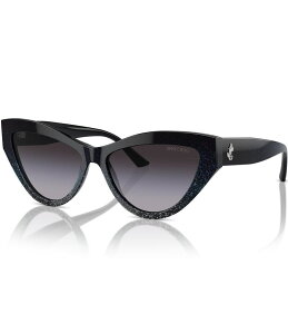 yz W~[`[ fB[X TOXEACEFA ANZT[ Women's JC5004 55mm Cat Eye Sunglasses Black Gradient Glitter