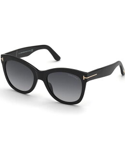 gEtH[h fB[X ANZT[ TOXEACEFA Shiny Black/Smoke TOM FORD Women's Wallace 54mm Round Sunglasses