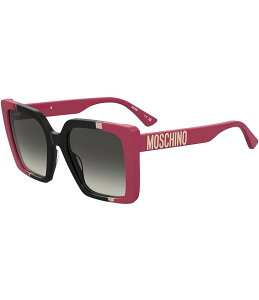 XL[m fB[X ANZT[ TOXEACEFA Moschino Women's MOS172 56mm Color Block Square Statement Sunglasses Fuchsia/Black ubN