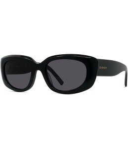 WoV[ fB[X ANZT[ TOXEACEFA Givenchy Women's GV Day 54mm Geometric Rectangle Sunglasses Shiny Black/Smoke ubN
