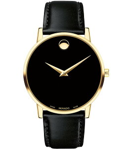 oh fB[X ANZT[ rv Movado Museum Classic Gold-Toned Case Black Calfskin Watch Black ubN