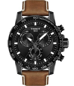 �e�B�\�b�g ���f�B�[�X �A�N�Z�T���[ �r���v Tissot Supersport Swiss Chronograph Black Dial Watch Brown �u���E��