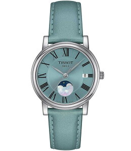 eB\bg fB[X ANZT[ rv U[ Tissot Women's Carson Premium Lady Moonphase Quartz Analog Light Blue Leather Strap Watch Light Blue u[