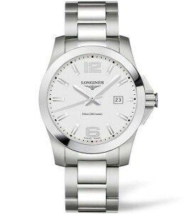 �����W�� ���f�B�[�X �A�N�Z�T���[ �r���v T�V���c Longines Men's Conquest Quartz Analog Silver Dial Stainless Steel Bracelet Watch Silver �V���o�[