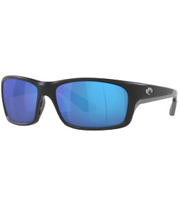 【送料無料】 コスタ レディース サングラス・アイウェア アクセサリー Men's Mirrored 580G Polarized Rectangle Sunglasses Matte Black/Blue