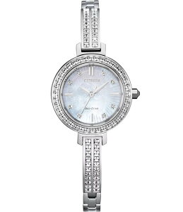 �V�`�Y�� ���f�B�[�X �A�N�Z�T���[ �r���v �v�` T�V���c Citizen Women's Silhouette Crystal Three Hand Stainless Steel Petite Bracelet Watch Silver �V���o�[