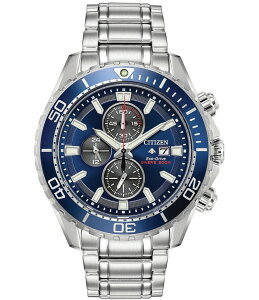 �V�`�Y�� ���f�B�[�X �A�N�Z�T���[ �r���v T�V���c Citizen Men's Promaster Dive Chronograph Stainless Steel Bracelet Watch Silver/Blue �u���[