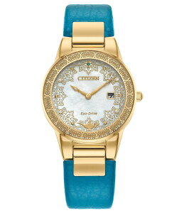 V`Y fB[X ANZT[ rv U[ Citizen Women's Disney Collection Aladdin Two Hand Teal Leather Strap Watch and Pin Set