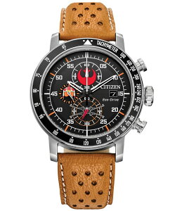 V`Y fB[X ANZT[ rv U[ Citizen Men's Star Wars Collection Rebel Pilot Chronograph Orange Leather Strap Watch