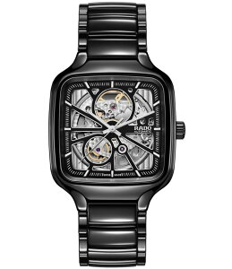 h fB[X ANZT[ rv RADO Unisex True Square Automatic Open Heart Black Ceramic Bracelet Watch Black/Silver ubN