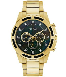 �u���o ���f�B�[�X �A�N�Z�T���[ �r���v T�V���c Bulova Men's Diamond Chronograph Gold Tone Stainless Steel Bracelet Watch Gold �S�[���h