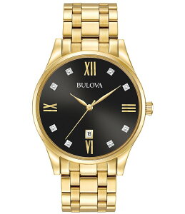 �u���o ���f�B�[�X �A�N�Z�T���[ �r���v T�V���c Bulova Men's Classic Diamond Quartz Gold Stainless Steel Bracelet Watch Gold �S�[���h