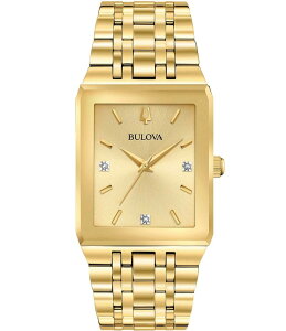 �u���o ���f�B�[�X �A�N�Z�T���[ �r���v T�V���c Bulova Modern Quadra Collection Men's Analog Gold Tone Stainless Steel Bracelet Watch Gold �S�[���h