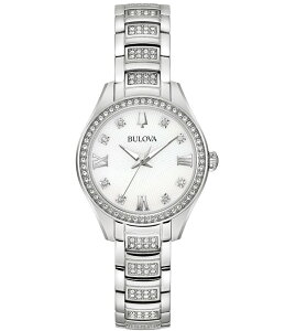 uo fB[X ANZT[ rv Bulova Crystal Collection Women's Quartz Analog Bracelet Watch Silver Vo[