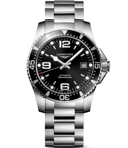 �����W�� ���f�B�[�X �A�N�Z�T���[ �r���v T�V���c Longines Men's Black Dial Hydroconquest Automatic Stainless Steel Bracelet Watch Silver �V���o�[