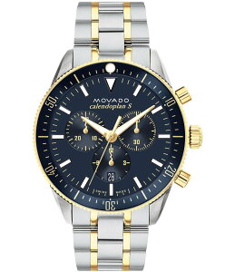 ���o�h ���f�B�[�X �A�N�Z�T���[ �r���v T�V���c Movado Men's Heritage Quartz Chronograph Navy Dial Two Tone Stainless Steel Bracelet Watch Two Tone �l�C�r�[