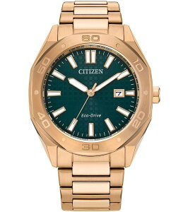 V`Y fB[X ANZT[ rv Gold Citizen Men's Eco Drive Weekender Three Hand Rose Gold Tone Stainless Steel Watch