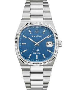uo fB[X ANZT[ rv TVc Bulova Men's Supseville Quartz Analog Stainless Steel Bracelet Watch Silver/Blue u[