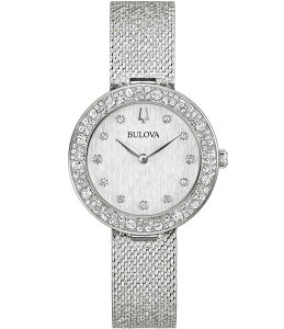 �u���o ���f�B�[�X �A�N�Z�T���[ �r���v ���b�V�� T�V���c Bulova Women's Crystal Two Hand Stainless Steel Mesh Bracelet Watch Silver �V���o�[