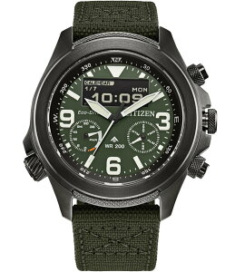 �V�`�Y�� ���f�B�[�X �A�N�Z�T���[ �r���v Citizen Men's Eco WR200 Chronograph Green Fabric Strap Watch Green �O���[��