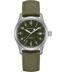 �n�~���g�� ���f�B�[�X �A�N�Z�T���[ �r���v Hamilton Khaki Field Mechanical Canvas Strap Watch Green �O���[��