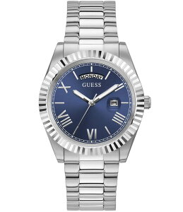 �Q�X ���f�B�[�X �A�N�Z�T���[ �r���v Guess Men's Continental Analog Silver-Tone Bracelet Watch Silver �V���o�[