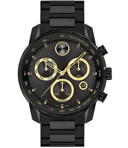 oh fB[X ANZT[ rv TVc Movado Men's Bold Quartz Chronograph Black Stainless Steel Bracelet Watch Black ubN