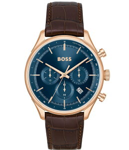 q[S{X fB[X ANZT[ rv U[ Hugo Boss Men's Gregor Quartz Chronograph Brown Leather Strap Watch Brown uE