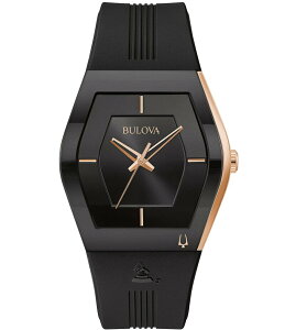 uo fB[X ANZT[ rv ~j Bulova Men's GRAMMY Gemini Black Silicone Strap Watch Black ubN