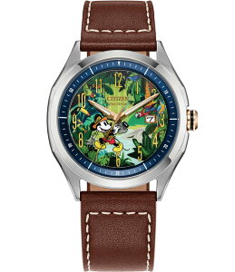 V`Y fB[X ANZT[ rv U[ Citizen Men's Disneyc Mickey Mouse Explorer Three Hand Brown Leather Strap Watch