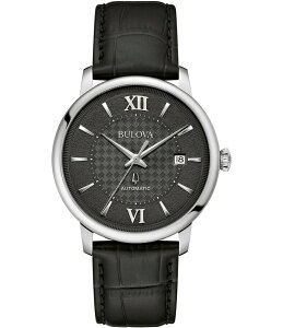 uo fB[X ANZT[ rv U[ Bulova Men's Hudson Automatic Black Leather Strap Watch Black ubN