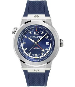 T@g[ tFK fB[X ANZT[ rv Salvatore Ferragamo Men's F-80 GMT Blue Strap Watch Blue u[