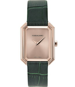 T@g[ tFK fB[X ANZT[ rv U[ Salvatore Ferragamo Women's Crystal Quartz Analog Green Leather Strap Watch Green O[