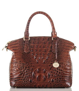 �u�����~�� ���f�B�[�X �o�b�O �n���h�o�b�O ���U�[ BRAHMIN Melbourne Collection Duxbury Leather Crocodile-Embossed Satchel Bag Pecan