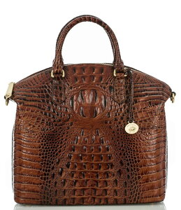 �u�����~�� ���f�B�[�X �o�b�O �n���h�o�b�O BRAHMIN Melbourne Collection Large Duxbury Crocodile-Embossed Dome Satchel Bag Pecan