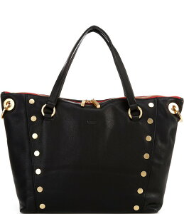 �n�~�b�g ���f�B�[�X �o�b�O �V�����_�[�o�b�O Hammitt Daniel Rivet Large Red Zipper Gold Studded Shoulder Tote Bag Black/Brushed Gold �u���b�N