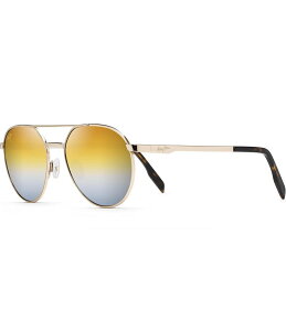 yz }ECW fB[X TOXEACEFA ANZT[ Waterfront PolarizedPlus2R Round 55mm Sunglasses Gold Metal