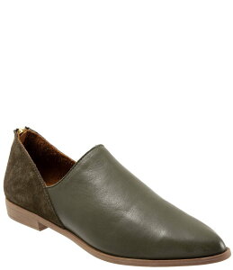 uGm fB[X V[Y pvX XG[h U[ [t@[ Bueno Beau Leather and Suede Back Zip Loafers Dark Green O[