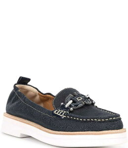 hihvl[ fB[X V[Y Xb|E[t@[ U[ [t@[ Donald Pliner Lomma Pebbled Leather Ornamented Loafers Navy lCr[