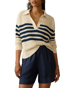 t@eB fB[X gbvX Vc VlbN |Vc jbg Faherty Miramar Knit Striped V-Neck Long Sleeve Rugby Polo Ocean Ties Stripe XgCv