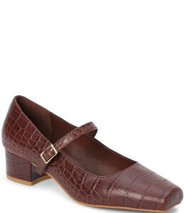 �}�`�X ���f�B�[�X �V���[�Y �q�[�� ���U�[ Matisse Mirabelle Croco Embossed Leather Mary Jane Pumps Coffee �R�[�q�[