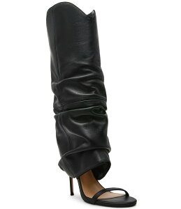 �X�e�B�[�u �}�f�� ���f�B�[�X �V���[�Y �u�[�c�E���C���u�[�c ���U�[ Steve Madden Ravine Leather Cuffed Stiletto Knee High Open Toe Boots Black �u���b�N