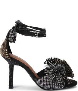 J[gWFCK[h fB[X V[Y T_ bvs[X XG[h AN Kurt Geiger London Suede Embellished Pom-Pom Tassel Ankle Wrap Dress Sandals Black ubN