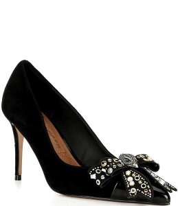 �J�[�g�W�F�C�K�[�����h�� ���f�B�[�X �V���[�Y �q�[�� �X�G�[�h ���U�[ Kurt Geiger London Belgravia Suede Studded Bow Leather Pumps Black �u���b�N