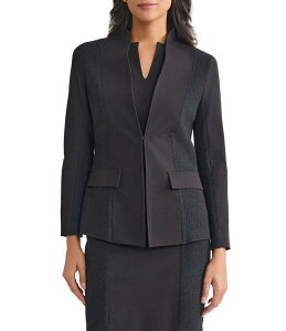 �~�\�b�N ���f�B�[�X �A�E�^�[ �R�[�g �u���U�[ MISOOK Mixed Media Ponte Modified Mandarin Collar Long Sleeve Blazer Black �u���b�N