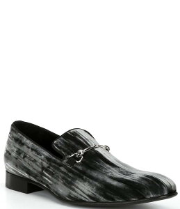 【送料無料】 ドナルドプリネール メンズ スリッポン・ローファー シューズ Men's Shawn Velvet Bit Buckle Slip-On Loafers Grey