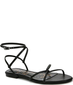 �T���G�f���}�� ���f�B�[�X �V���[�Y �T���_�� ���U�[ Sam Edelman Ellina Leather Strappy Flat Sandals Black �u���b�N