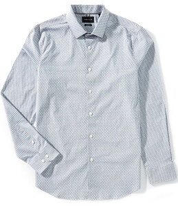 �y���[�G���X �����Y �g�b�v�X �V���c �v�����g Perry Ellis Geo Print Stretch Long Sleeve Woven Shirt Bright White �z���C�g